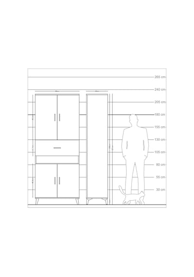 Arges Dolap 5 Raflı Tek Çekmeceli 4 Kapaklı 88x30x221 Çam-ant... Çam