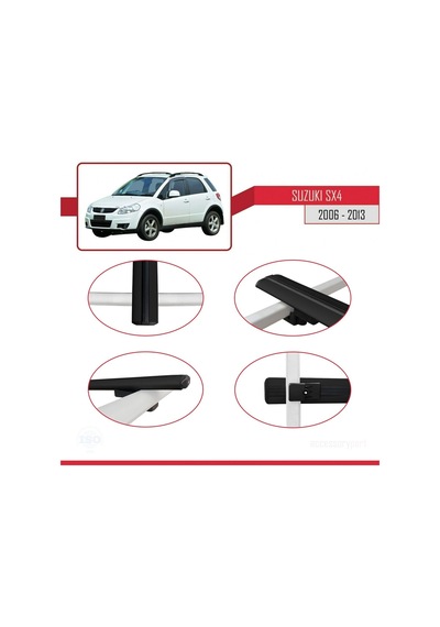 Suzuki Sx4 2006-2013 Arası İle Uyumlu Basic Model Ara Atkı Tavan Barı Siyah 3 Adet