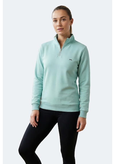 Slazenger Maxıs I Kadın Dik Yaka Fermuarlı Turkuaz Sweatshırt Turkuaz