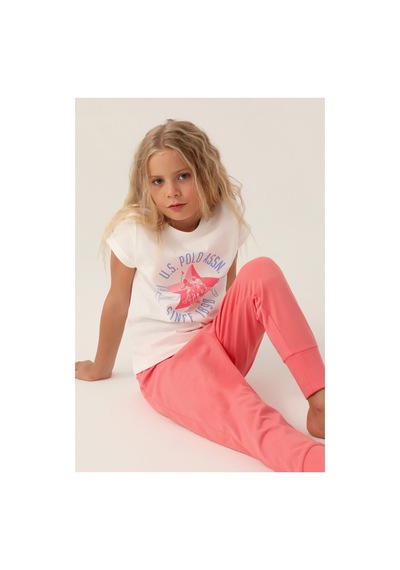 U.s. Polo Assn. Lisanslı Starry Krem Kız Çocuk Pijama Takımı Krem, Kar Melanj