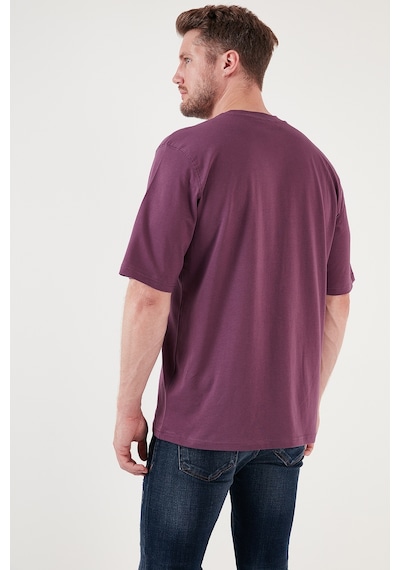 Buratti Pamuklu Oversize Bisiklet Yaka Basic Erkek T Shirt 5902365 Mürdüm