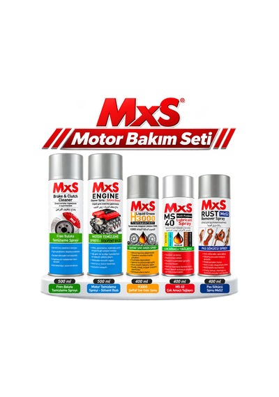 Mxs Motor Bakım Seti- Fren Balata Temizleyici, Çok Amaçlı Yağlayıcı Sprey, Şeffaf Sıvı Gres Sprey,pas Sökücü Sprey