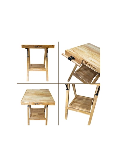Rox Wood 0338 Mengeneli Katlanır Ahşap Marangoz Çalışma Tezgahı