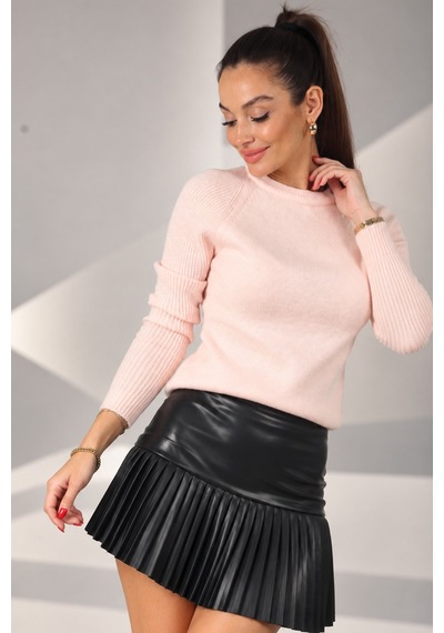 By Saygı Kadın Reglan Kollu Triko Bluz Pembe