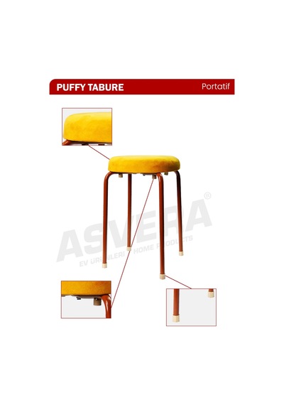 Asvera Pufy Minderli Metal Mutfak Ve Balkon Taburesi - 100 Kg Kapasiteli Lüks Puf Tabure Diğer