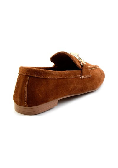 Bambi Taba Hakiki Deri Kadın Loafer Ayakkabı K01763071002 Taba