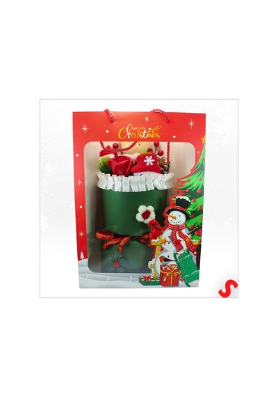 Pelüş Ayıcıklı Kokinalı Çantalı 35cm Yılbaşı Buketi - Yeşil