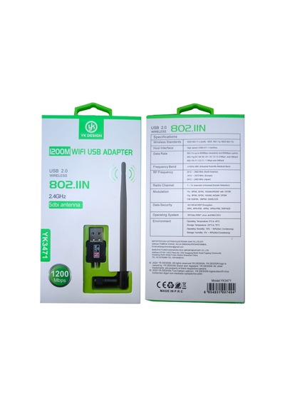 1200 Mbps 2.4 Ghz Usb 2.0 Wifi Adapter 5 Dbı Antenli Wifi Adapter
