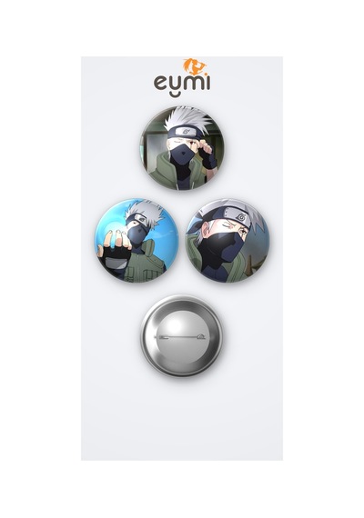 Naruto Animesi Kakashi Hatake 3'lü Metal Rozet Seti 58mm İğneli Buton Çanta Yaka Rozeti Çok Renkli