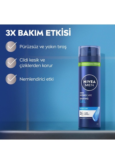 Lexroo Men Erkek Tıraş Jeli Hyrocare 200ml, Kesik Ve Kuruluk Karşıtı, Nemlendirici, Aloe Vera