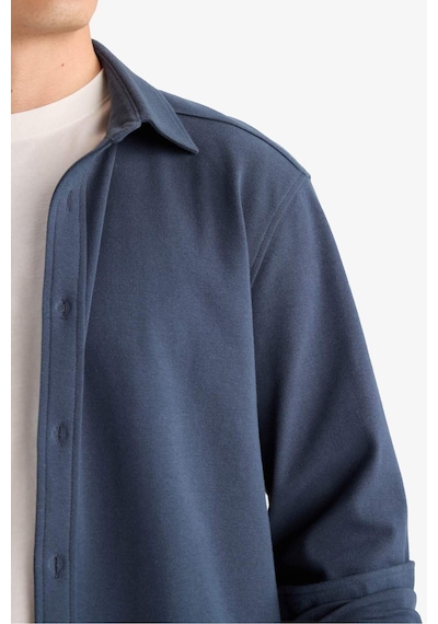 Defacto Regular Fit Polo Yaka Penye Uzun Kollu Gömlek E9023ax25wnnv86 Lacivert