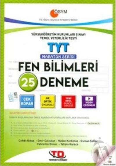 Tyt Fen Bilimleri 25 Deneme Tandem Yayınları