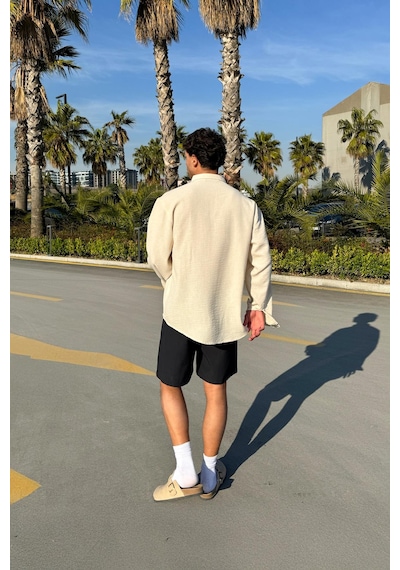 Flaw Chill Cozy Relax Fit Gömlek Bej-13192 Bej