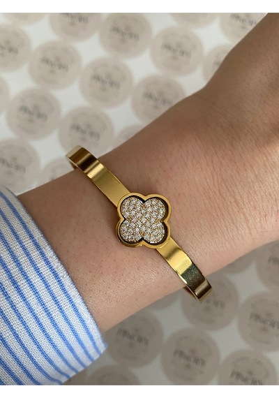 Pinery Jewels Yonca Modern Paslanmaz Çelik Kelepçe Bileklik -günlük Ve Özel Kul Altın