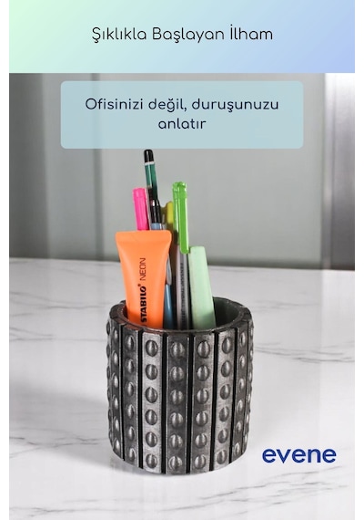 Kalemlik Masa Kalemliği Organizer Kalemlik Gümüş Eskitme Renk Model 91 Çok Renkli