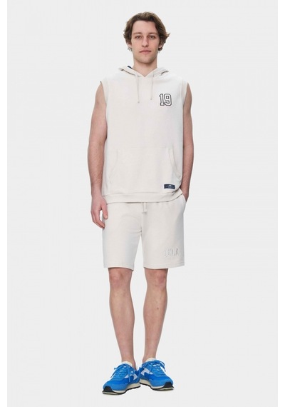 Ucla Hewıtt Kemik Rengi Nakışlı Sıfır Kol Sweatshırt Oversize Erkek Sweatshirt Kemik Rengi Kemik