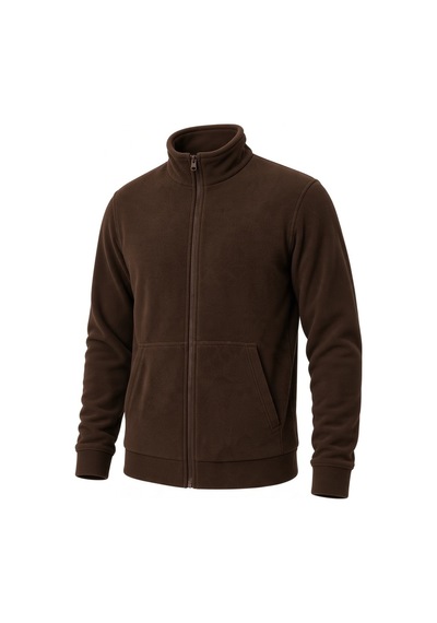 Givoria Erkek Kışlık Fermuarlı Cepli Polar Hırka Outdoor Kahverengi Kahverengi