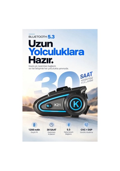 Ers Su Geçirmez Motosiklet Kask Bluetooth Kulaklık K21s
