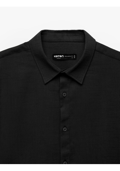 Koton Pamuklu Klasik Yaka Regular Fit Kısa Kollu Gömlek Siyah 6sam60013hw Koton Pamuklu Klasik Yaka Regular Fit Kısa Kollu Gömlek Siyah 6sam60013hw