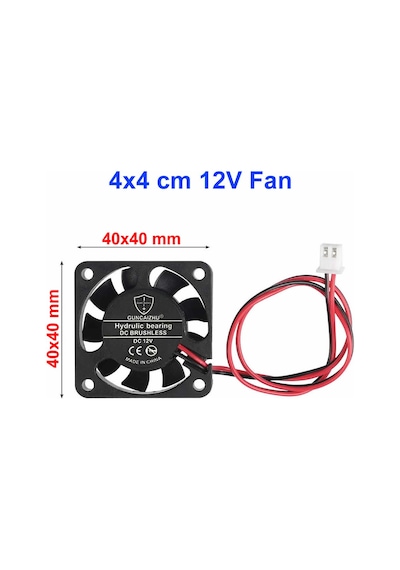 Dc 12V Fan 4X4Cm Kuluçka Fanı Soğutucu Peltier Pc Ekran 40X40Mm