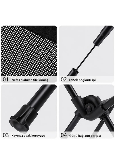 Neo Class Neo Trail Premium Katlanır Kamp Sandalyesi Kolay Kurulum, 120kg Taşıma Kapasiteli, Taşıma Çantalı Siyah
