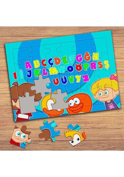 Türk Alfabesi Öğreniyorum Çocuklara Özel Puzzle Yapboz Tablo-415