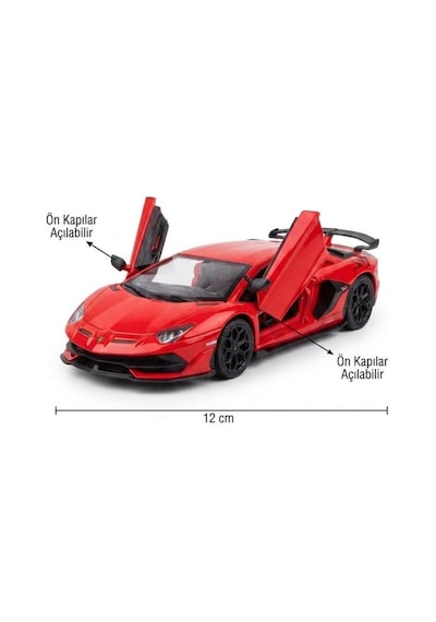 Hobbiez Lisanslı Lamborghini Aventador Kapıları Açılabilir Model Diecast 1.36 Ölçek Metal Model Araç Kırmızı