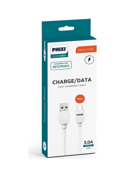 Phixi CB410M Basic 1 M Micro USB Şarj ve Data Kablosu Beyaz