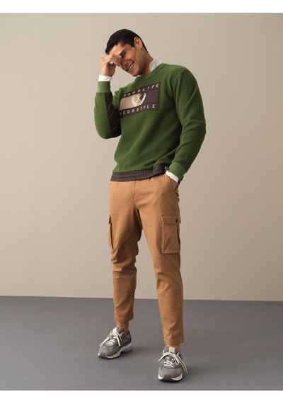 Xint Yeşil Regular Fit Bisiklet Yaka Polar Sweatshirt 300279
