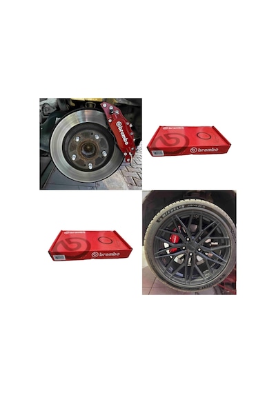 Brembo Metal Fren Kaliper Kapağı Kabartma Yazılı Jant Braketi 2li Set Kırmızı