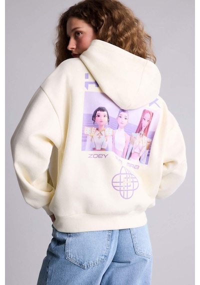 Defacto Kpop - Demon Hunters Oversıze Kapüşonlu Sweatshirt H0258ax26sper103 Ekru-er103