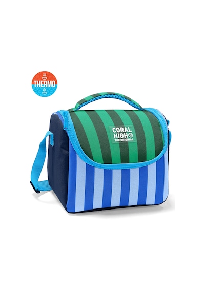 Coral High Kids Mavi Yeşil Çizgili Thermo Beslenme Çantası 37111 Mavi