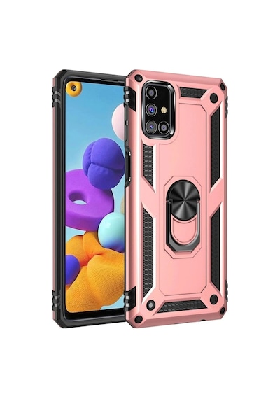 Samsung Galaxy M31s Kılıf Sofya Yüzüklü Silikon Kapak - Rose