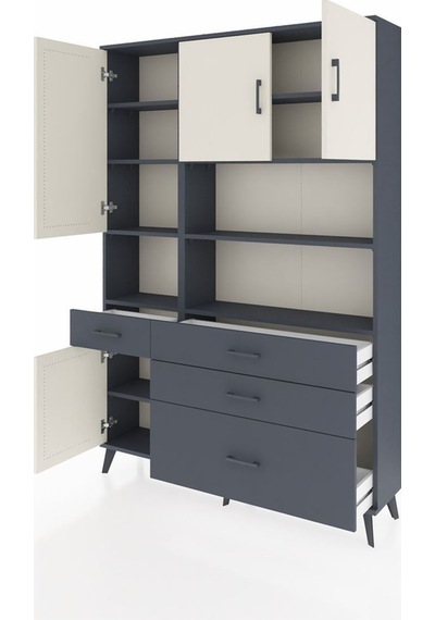 Arges Dolap 9 Raflı 4 Çekmeceli 4 Kapaklı 132x30x195 Antrasit-aytaşı/antrasit Aytası/antrasıt Arges Dolap 9 Raflı 4 Çekmeceli 4 Kapaklı 132x30x195 Antrasit-aytaşı/antrasit Aytası/antrasıt