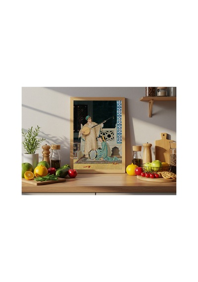 Osmanlı Osman Hamdi Bey İki Müzisyen Kız Çerçevesiz Poster 21x30 Cm A4 Tablo Osmanlı Türk Resmi
