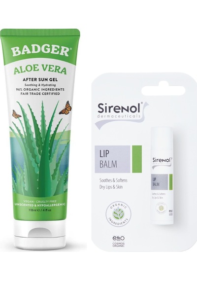 Badger Aloe Vera Jel 118 ML + Sirenol Organik Dudak Balmı 5 ML