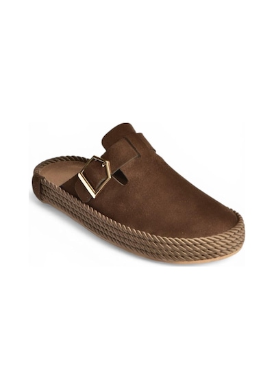 Fox Shoes Y596148402 Kahverengi Süet Önü Kapalı Sapo Terlik