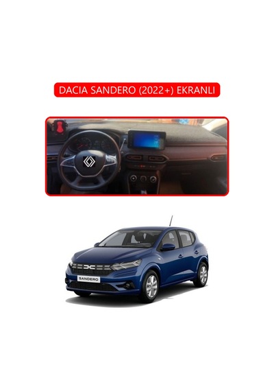 Dacıa Sandero 2022+ Ekranlıtorpido Koruma Halısı Kırmızı Kenar