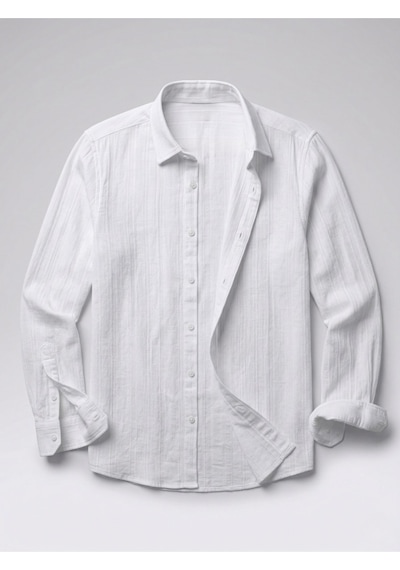 Etiler Collection Erkek Armürlü Yarım Oversize Müslin Gömlek Beyaz Etiler Collection Erkek Armürlü Yarım Oversize Müslin Gömlek Beyaz