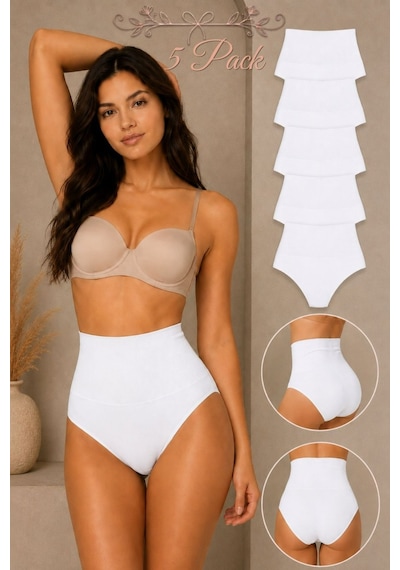 Fit Women Kadın Yüksek Bel Esnek 5 Li Külot Beyaz