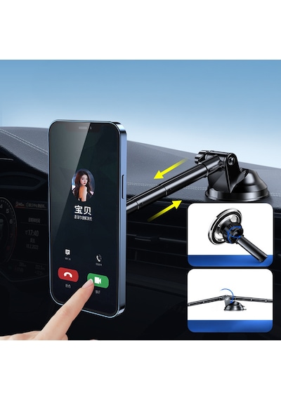 Araç İçi Manyetik Telefon Tutucu Vantuzlu Dashboard Cam Montajlı Teleskopik Ayarlanabilir Telefon Standı