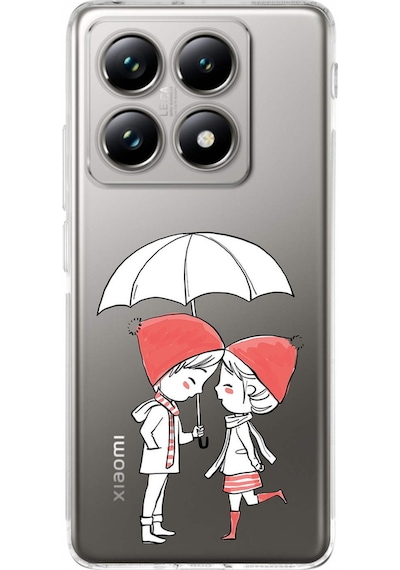 Xiaomi Mi 14t İle Uyumlu Aşk Baskılı Tasarım Kamera Korumalı Şeffaf Silikon Kılıf Şeffaf
