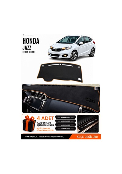 Honda Jazz 2018-2020 Uyumlu Torpido Örtüsü, Torpido Kılıfı - Siyah Kahverengi
