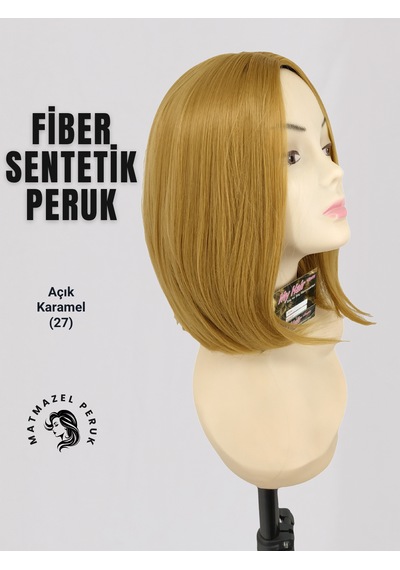 Kısa Sentetik Peruk Açık Karamel -27