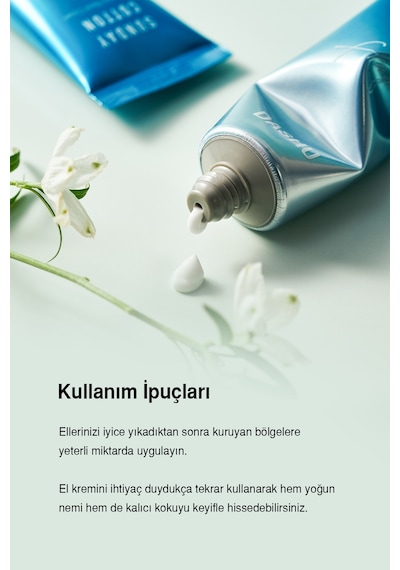 Nemlendirici, Hafif Dokulu Unisex Parfümlü El Kremi Dashu Sunday Cotton Perfume Hand Cream