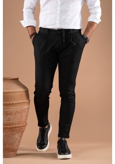 Slimfit Tek Pileli Dar Paça Fermuar Detaylı Kışlık Kumaş Pantolon 001
