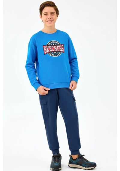 Skechers Crewneck Çocuk Sweatshirt Mavi