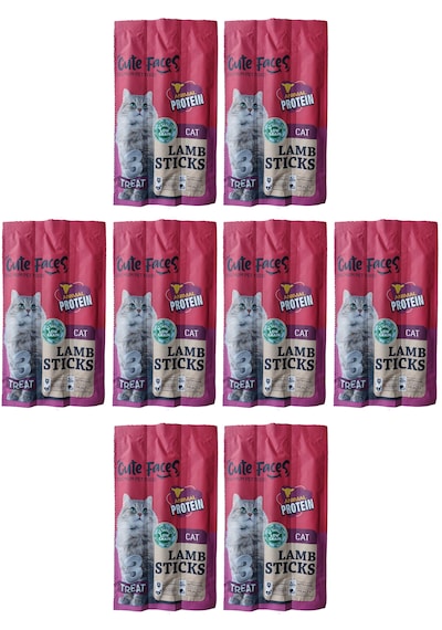 Cute Faces Kuzu Etli Kedi Cat Sticks Lamb Ödül Çubukları 8 x 3'lü