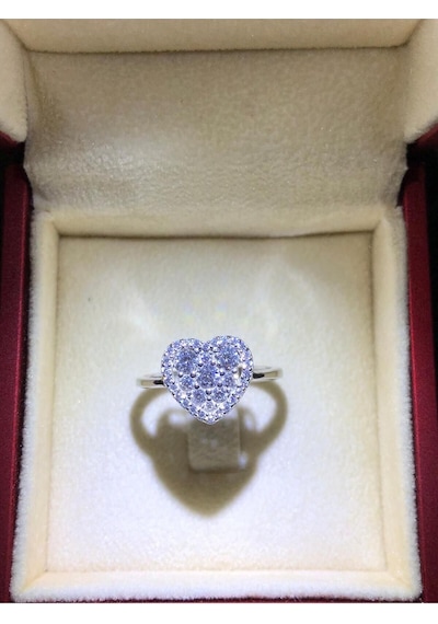 Vog Pırlanta Montür Effective Diamond Kalp Ritmi 925 Ayar Gümüş Sevgiliye Eşe Hediye Yüzük