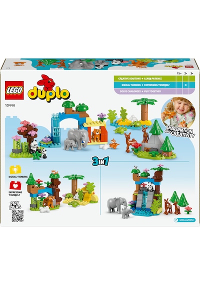 LEGO® DUPLO® Kasabası 3’ü 1 Arada Vahşi Hayvan Aileleri 10446 - 2 Yaş ve Üzeri Küçük Çocuklar için Eğitici Oyuncak Yapım Seti (92 Parça)